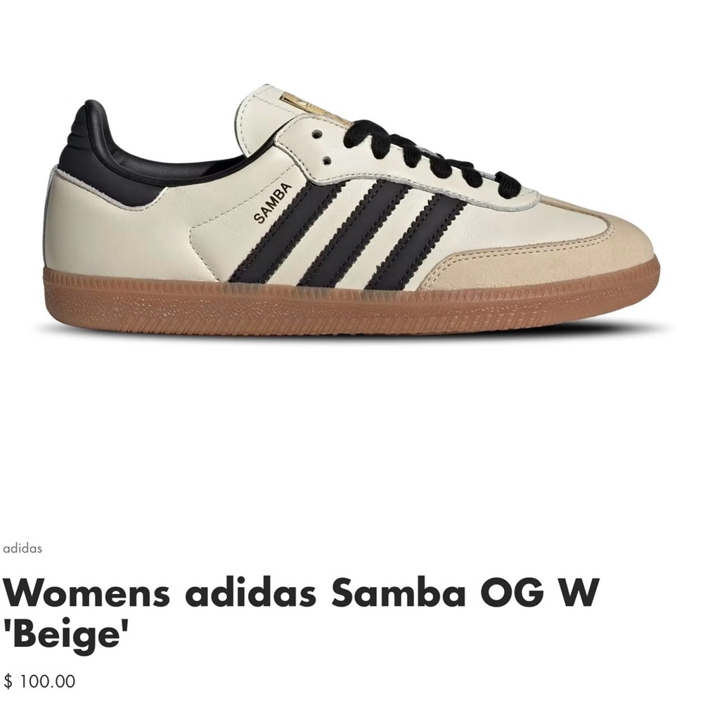 Adidas Samba OG W Cream and Black Sneakers LIKE NEW!